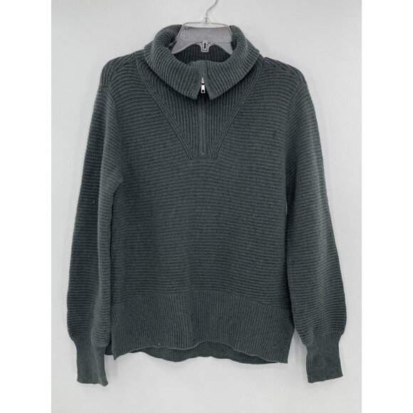 NWT‎ Sonoma Sweater Women’s Green Funnel Neck 1/4 Zip Ribbed Long Sleeve Size XS - Picture 1 of 11